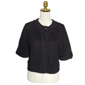 KENNETH COLE | Women’s Black Knit Cropped Button Down Sweater Jacket Size M